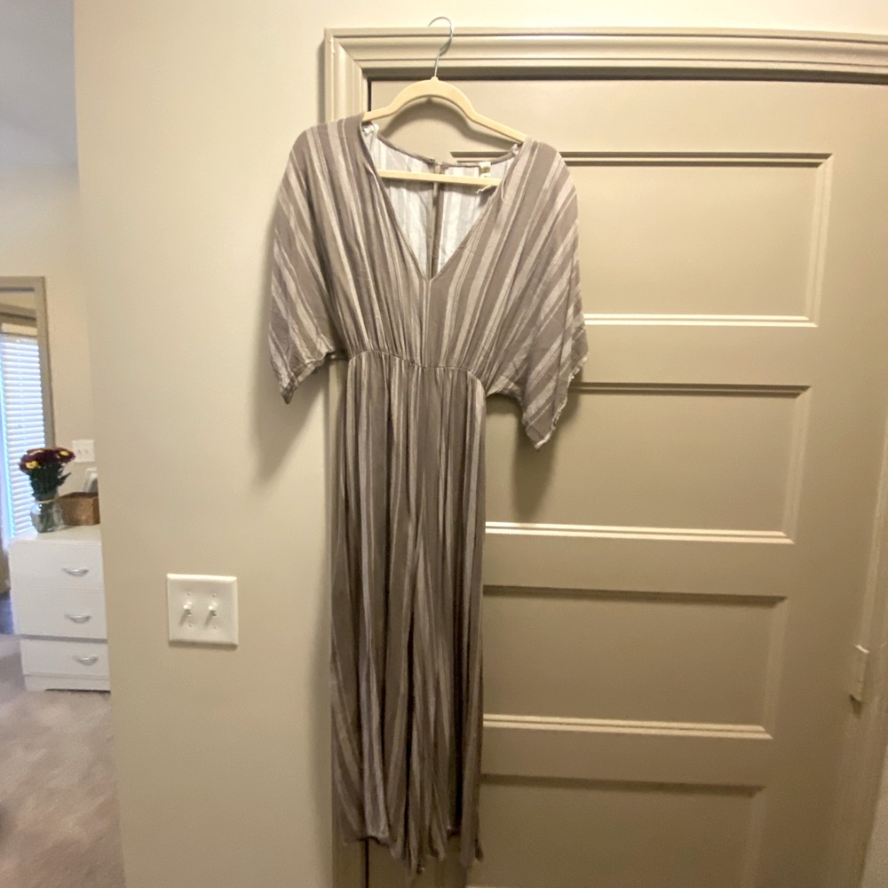 Nude and white jumpsuit